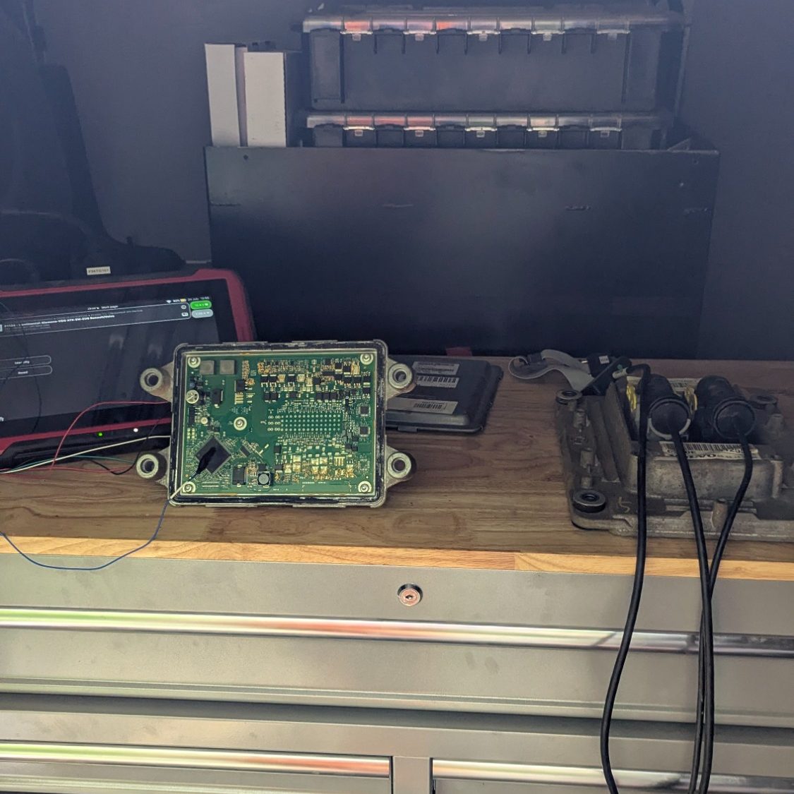 volvo-ec300el-excavator-quarry-derate-fix ECU and ACM bench mapping performed right in the quarry to fix an SCR derate error on a Volvo EC300EL excavator.